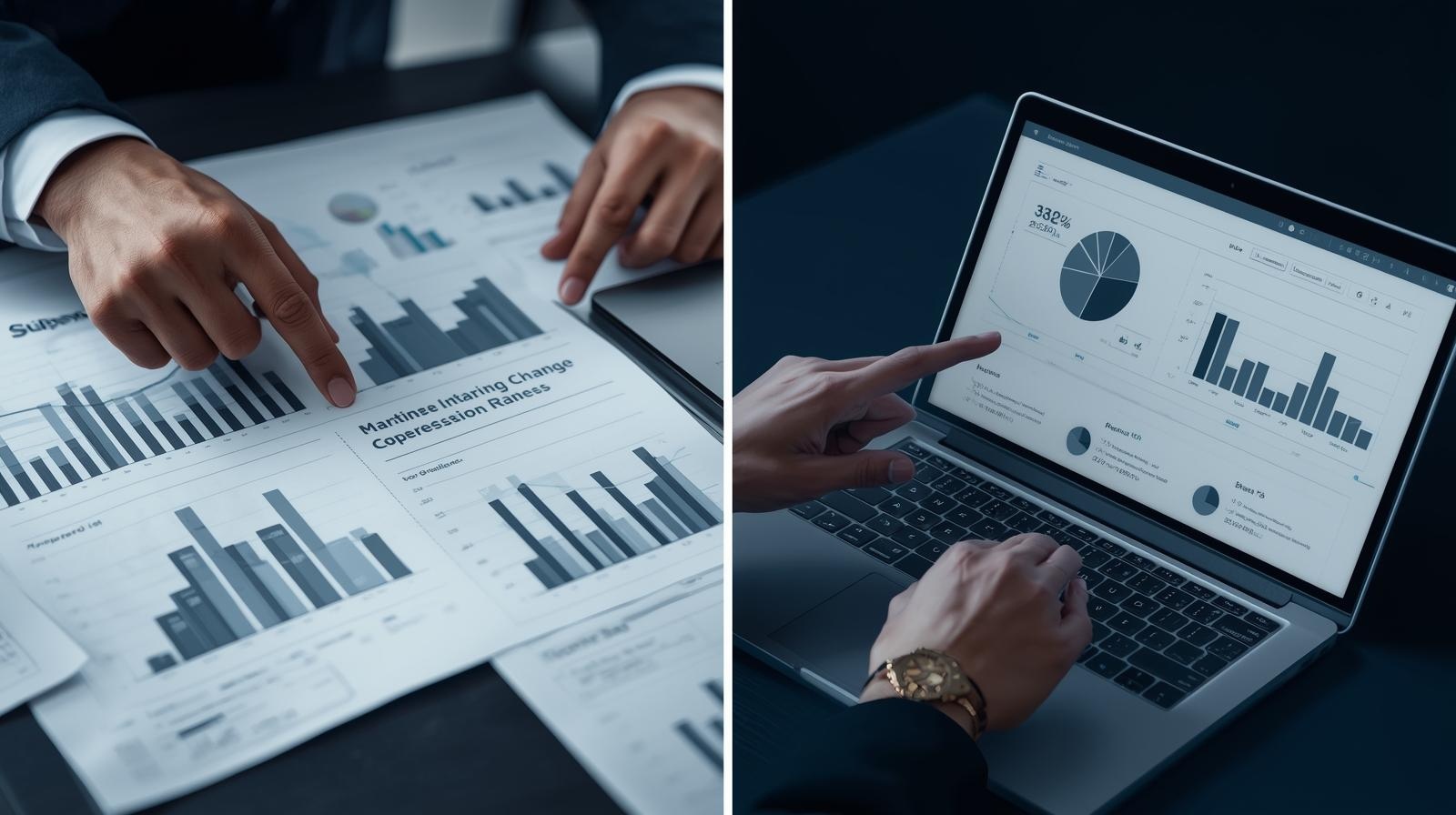グラフと資料を使ったコンサルティングのイメージ
